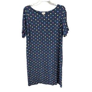 J Jill Dress Blue multicolor Polka-dots Size 10